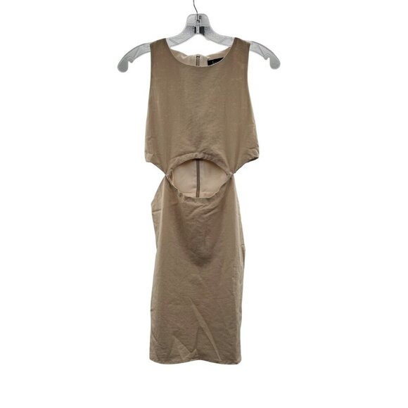 Kourt Sleeveless Cut Out Sheath Dress Beige/Nude Size XS Above Knee Zip - Picture 1 of 9
